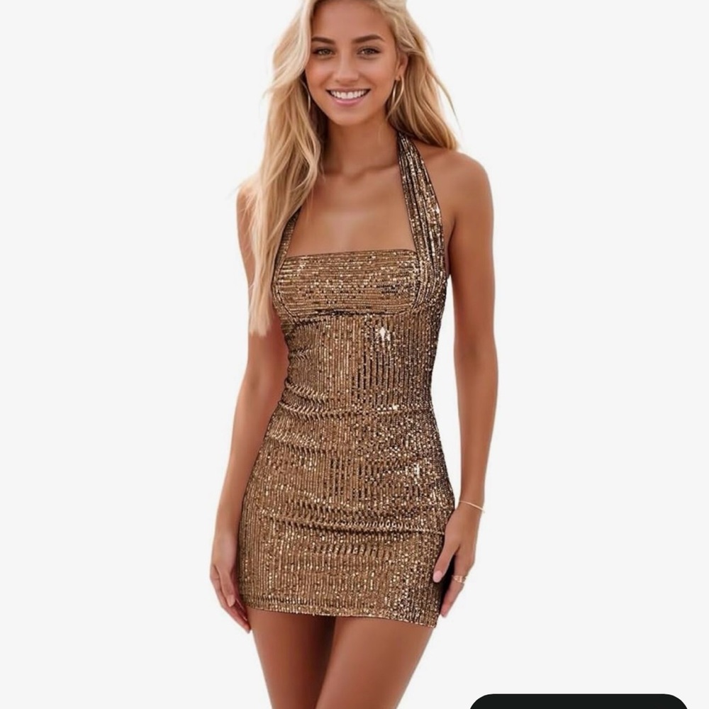 Sequin Halter Mini Dress